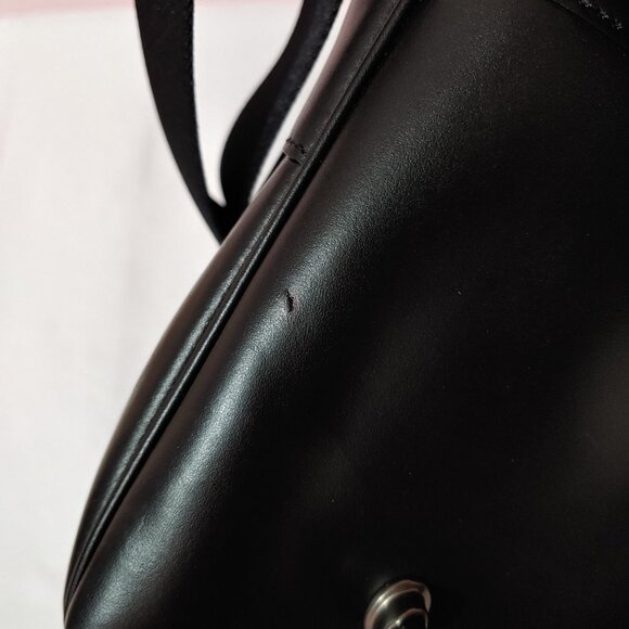 New with Defects COACH Heritage Map Smooth Leather Crossbody Messenger Bag Black - Picture 15 of 16